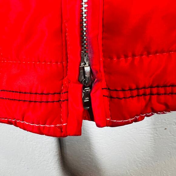 Post Card Quilted Ski Jacket Full Zip Plaid Red Mock Neck - 6 - Picture 7 of 10